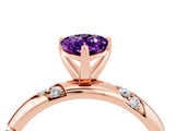Rose gold Pear Cut Solitaire Diamond Engagement Ring with Twisted Pave Band and Four-Prong Setting_4