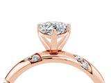Rose gold Pear Cut Solitaire Diamond Engagement Ring with Twisted Pave Band and Four-Prong Setting_4