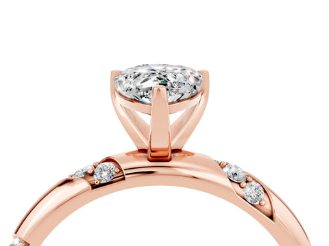 Rose gold Pear Cut Solitaire Diamond Engagement Ring with Twisted Pave Band and Four-Prong Setting_4