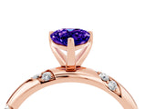 Rose gold Pear Cut Solitaire Diamond Engagement Ring with Twisted Pave Band and Four-Prong Setting_4