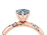 Rose gold Pear Cut Solitaire Diamond Engagement Ring with Twisted Pave Band and Four-Prong Setting_4