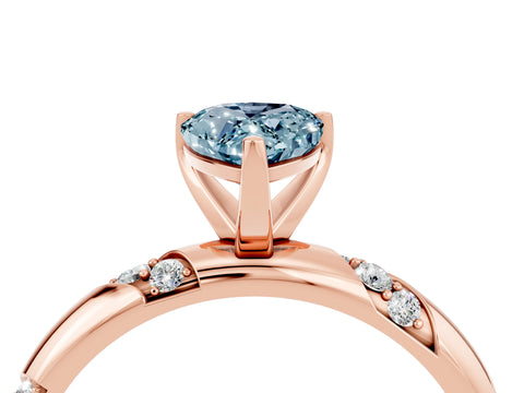 Rose gold Pear Cut Solitaire Diamond Engagement Ring with Twisted Pave Band and Four-Prong Setting_4