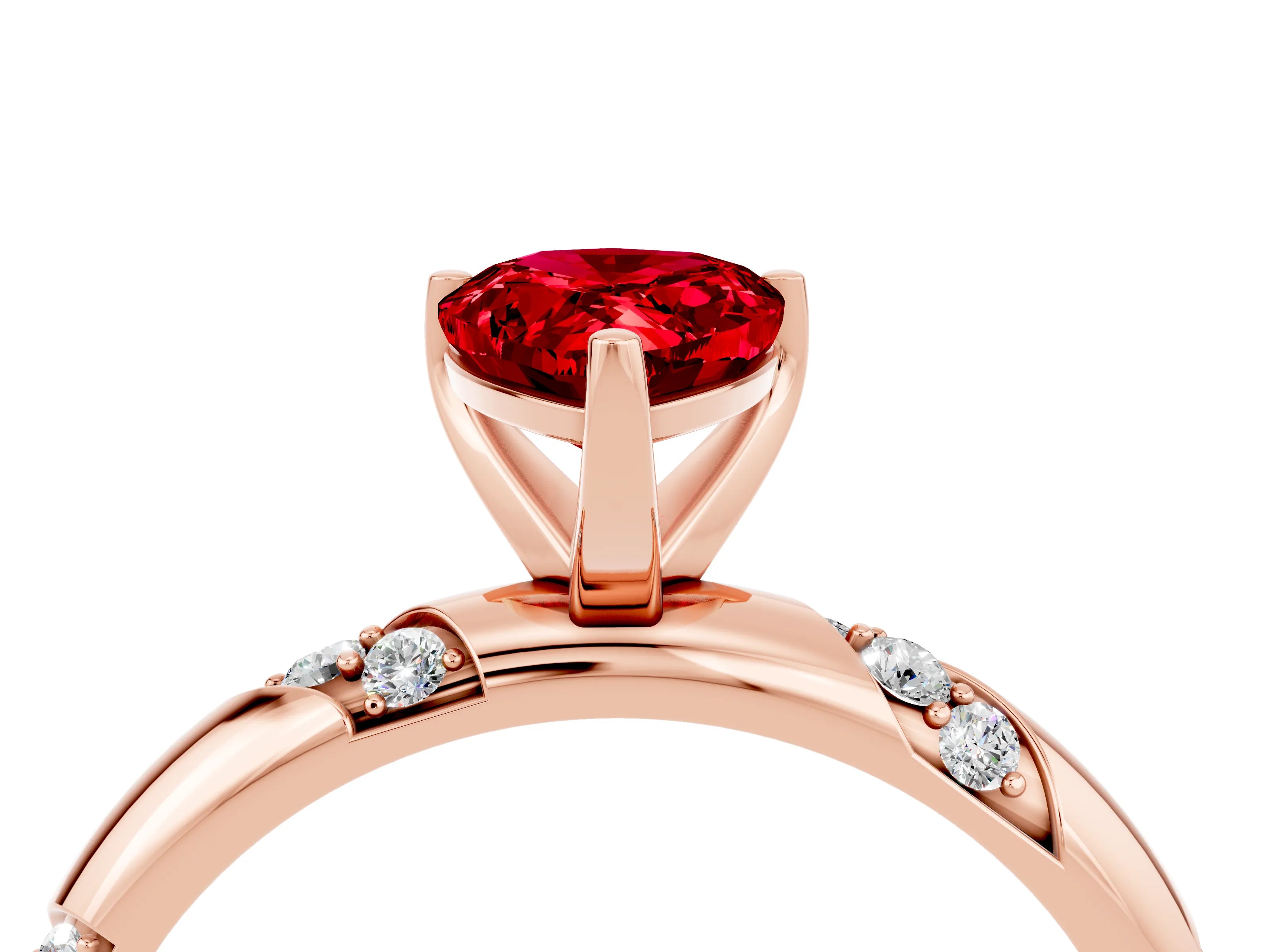 Rose gold Pear Cut Solitaire Diamond Engagement Ring with Twisted Pave Band and Four-Prong Setting_4