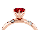 Rose gold Pear Cut Solitaire Diamond Engagement Ring with Twisted Pave Band and Four-Prong Setting_4