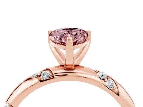 Rose gold Pear Cut Solitaire Diamond Engagement Ring with Twisted Pave Band and Four-Prong Setting_4