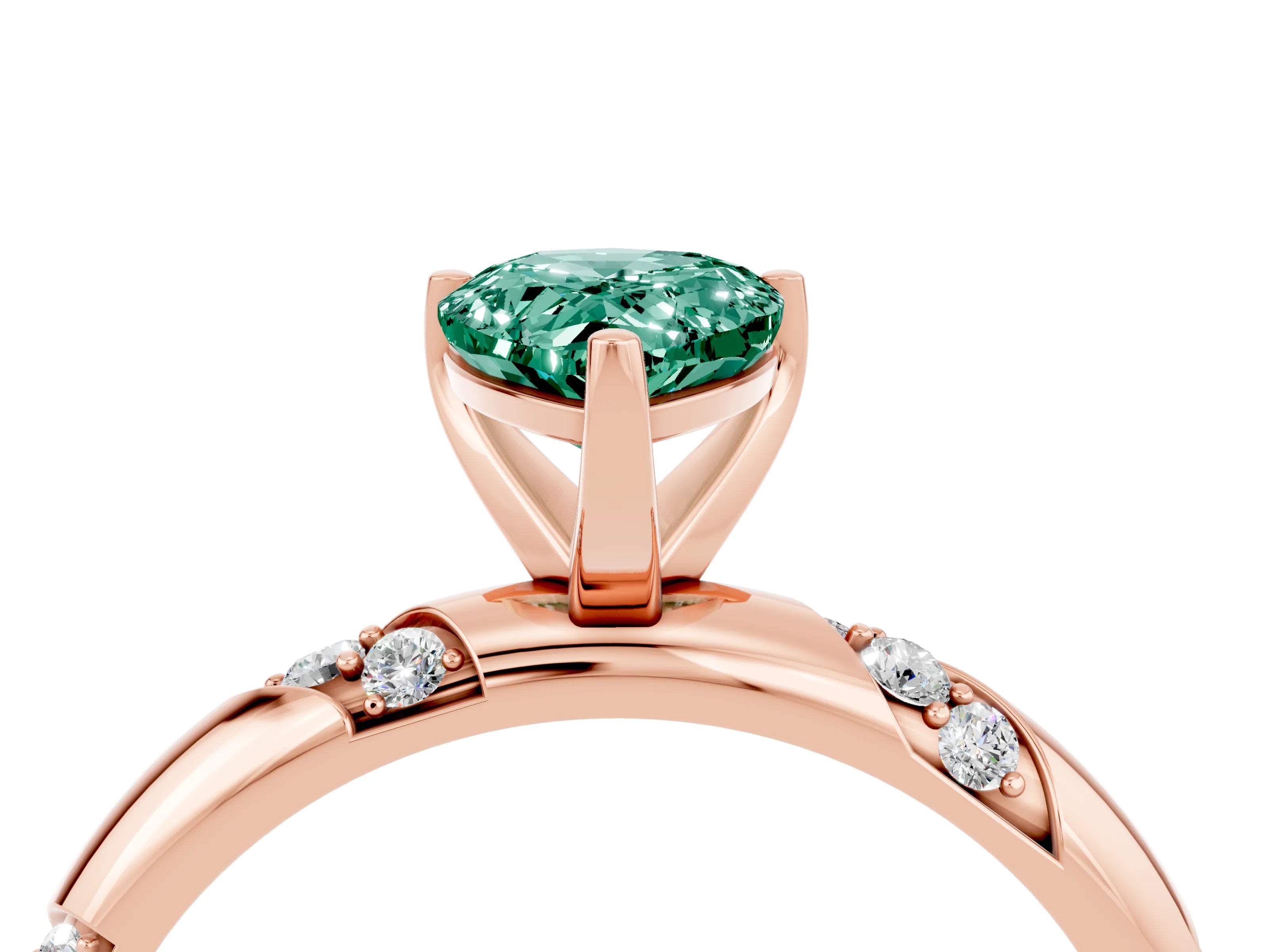 Rose gold Pear Cut Solitaire Diamond Engagement Ring with Twisted Pave Band and Four-Prong Setting_4