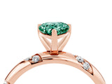 Rose gold Pear Cut Solitaire Diamond Engagement Ring with Twisted Pave Band and Four-Prong Setting_4