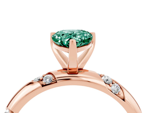 Rose gold Pear Cut Solitaire Diamond Engagement Ring with Twisted Pave Band and Four-Prong Setting_4