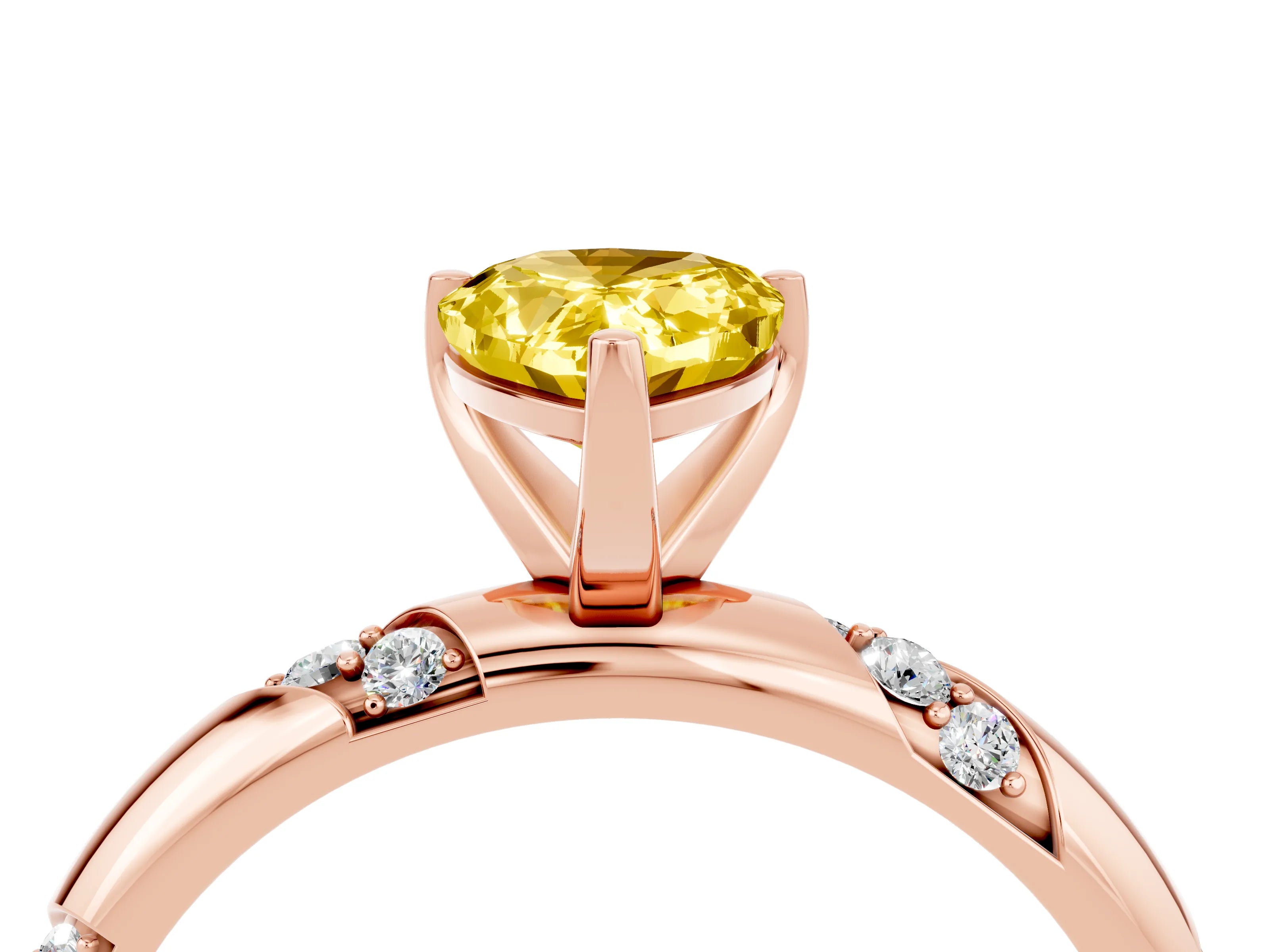 Rose gold Pear Cut Solitaire Diamond Engagement Ring with Twisted Pave Band and Four-Prong Setting_4