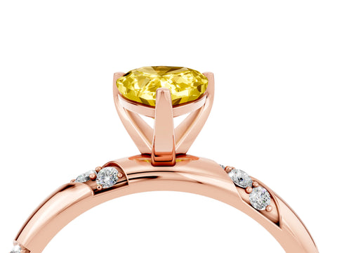Rose gold Pear Cut Solitaire Diamond Engagement Ring with Twisted Pave Band and Four-Prong Setting_4