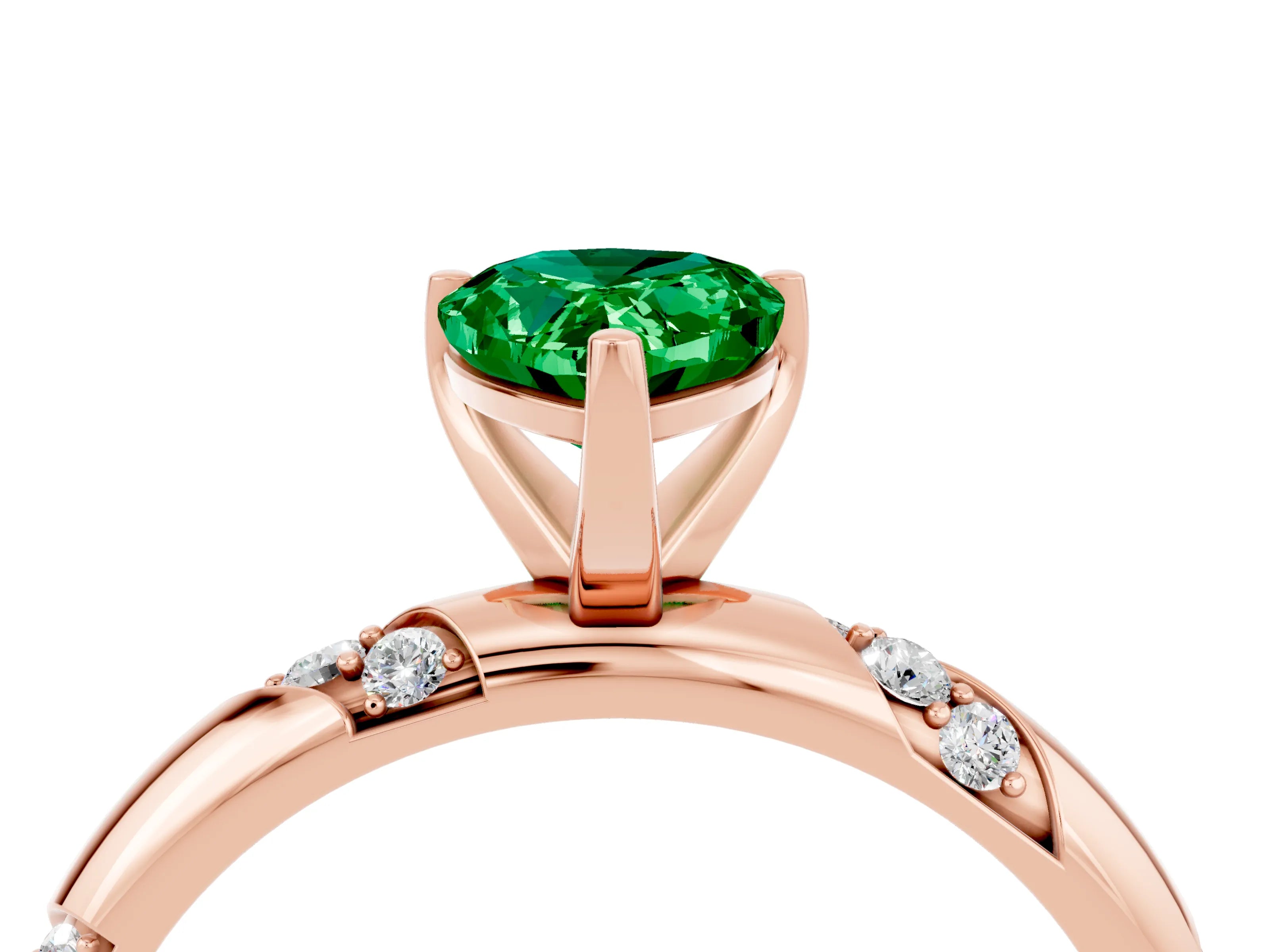 Rose gold Pear Cut Solitaire Diamond Engagement Ring with Twisted Pave Band and Four-Prong Setting_4