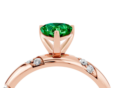 Rose gold Pear Cut Solitaire Diamond Engagement Ring with Twisted Pave Band and Four-Prong Setting_4