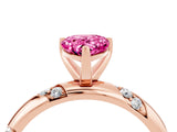 Rose gold Pear Cut Solitaire Diamond Engagement Ring with Twisted Pave Band and Four-Prong Setting_4