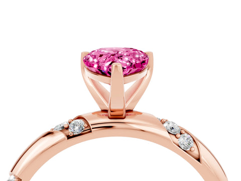 Rose gold Pear Cut Solitaire Diamond Engagement Ring with Twisted Pave Band and Four-Prong Setting_4