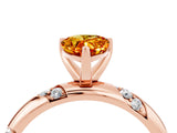Rose gold Pear Cut Solitaire Diamond Engagement Ring with Twisted Pave Band and Four-Prong Setting_4