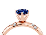 Rose gold Pear Cut Solitaire Diamond Engagement Ring with Twisted Pave Band and Four-Prong Setting_4
