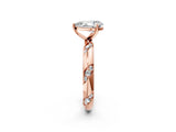 Rose gold Pear Cut Solitaire Diamond Engagement Ring with Twisted Pave Band and Four-Prong Setting_5