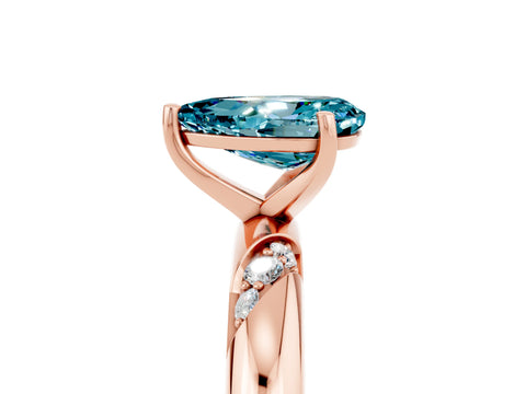 Rose gold Pear Cut Solitaire Diamond Engagement Ring with Twisted Pave Band and Four-Prong Setting_5