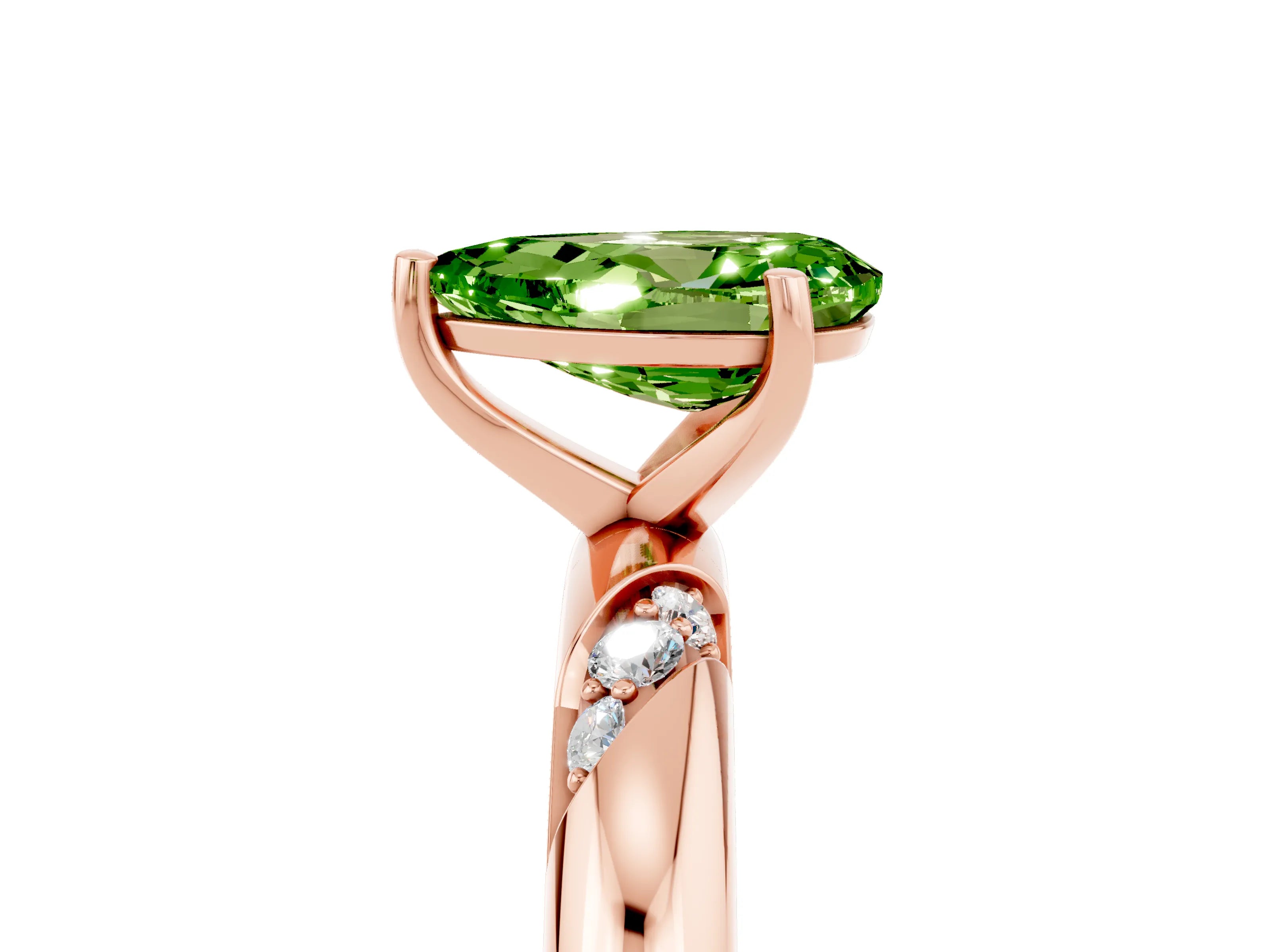 Rose gold Pear Cut Solitaire Diamond Engagement Ring with Twisted Pave Band and Four-Prong Setting_5