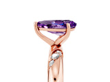 Rose gold Pear Cut Solitaire Diamond Engagement Ring with Twisted Pave Band and Four-Prong Setting_5