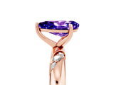 Rose gold Pear Cut Solitaire Diamond Engagement Ring with Twisted Pave Band and Four-Prong Setting_5
