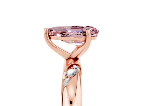 Rose gold Pear Cut Solitaire Diamond Engagement Ring with Twisted Pave Band and Four-Prong Setting_5