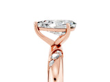 Rose gold Pear Cut Solitaire Diamond Engagement Ring with Twisted Pave Band and Four-Prong Setting_5