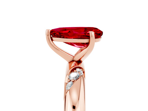 Rose gold Pear Cut Solitaire Diamond Engagement Ring with Twisted Pave Band and Four-Prong Setting_5