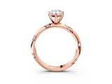 Rose gold Pear Cut Solitaire Diamond Engagement Ring with Twisted Pave Band and Four-Prong Setting_6