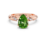 Rose gold Pear Cut Solitaire Diamond Engagement Ring with Twisted Pave Band and Four-Prong Setting