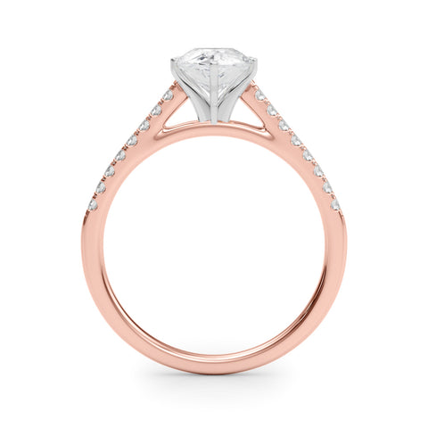 Rose gold Pear Cut Solitaire Diamond Ring with Pave Band and Four-Prong Setting 2