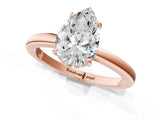 Rose gold Pear Cut Solitaire Diamond Ring with Prong Setting and Plain Band_4