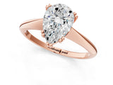 Rose gold Pear Cut Solitaire Diamond Ring with Six-Prong Setting and Classic Band_13