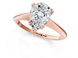 Rose gold Pear Cut Solitaire Diamond Ring with Six-Prong Setting and Classic Band_4