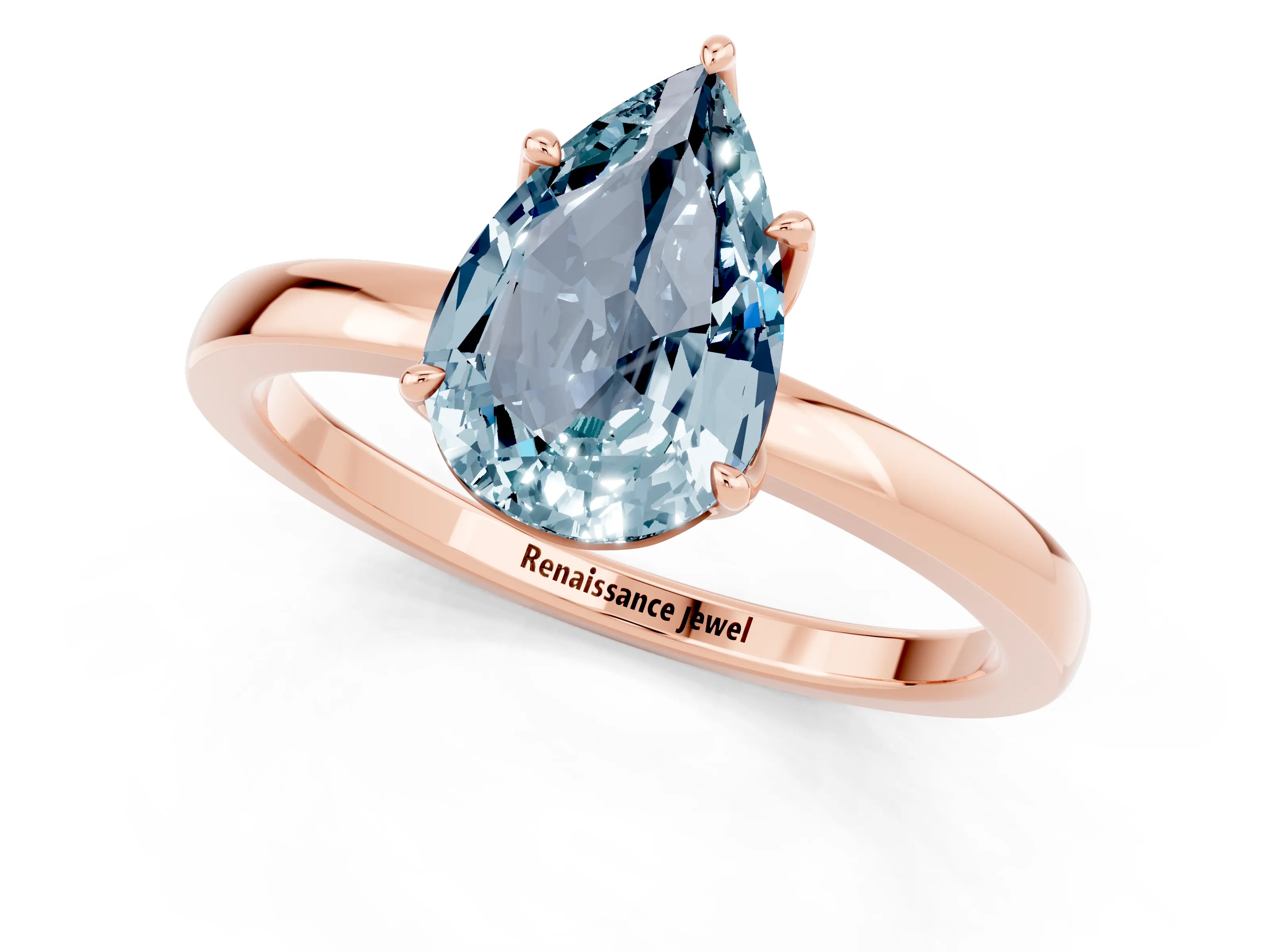 Rose gold Pear Cut Solitaire Diamond Ring with Thin Band and Four-Prong Setting_1