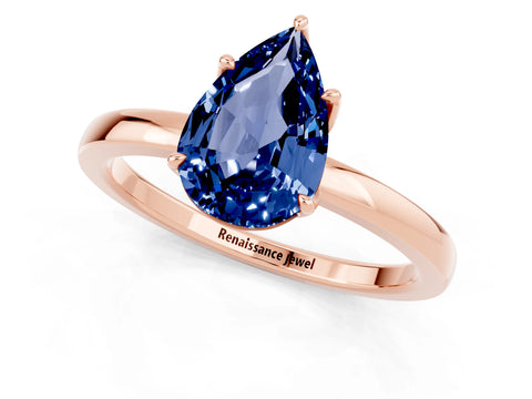 Rose gold Pear Cut Solitaire Diamond Ring with Thin Band and Four-Prong Setting_1