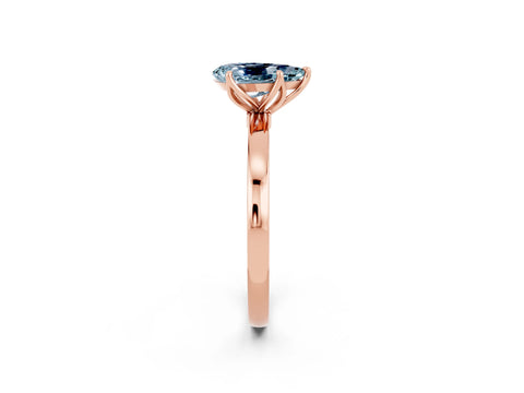 Rose gold Pear Cut Solitaire Diamond Ring with Thin Band and Four-Prong Setting_2