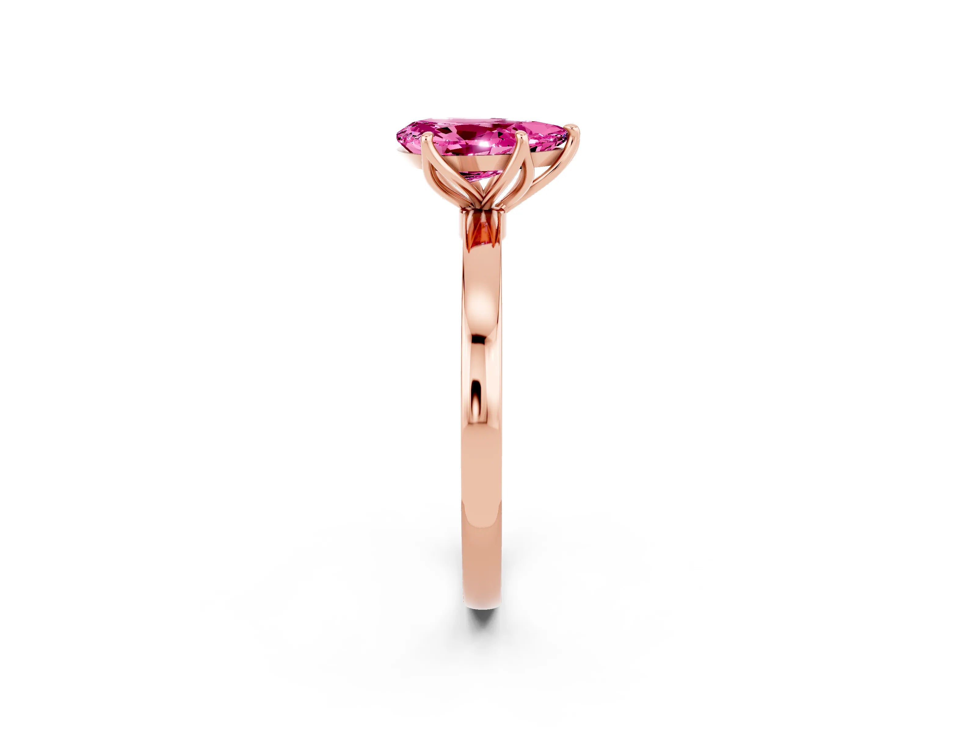 Rose gold Pear Cut Solitaire Diamond Ring with Thin Band and Four-Prong Setting_2