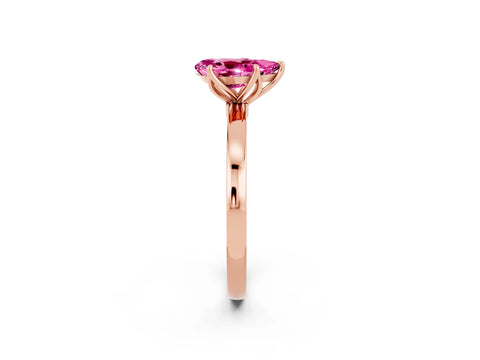 Rose gold Pear Cut Solitaire Diamond Ring with Thin Band and Four-Prong Setting_2