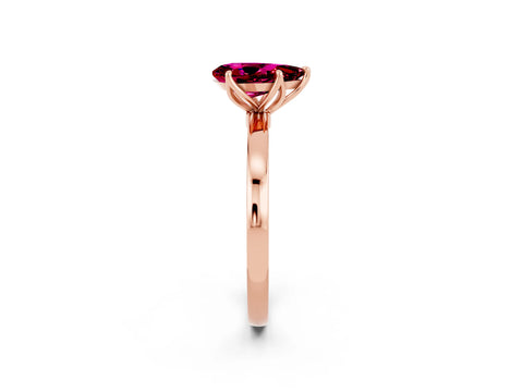 Rose gold Pear Cut Solitaire Diamond Ring with Thin Band and Four-Prong Setting_2