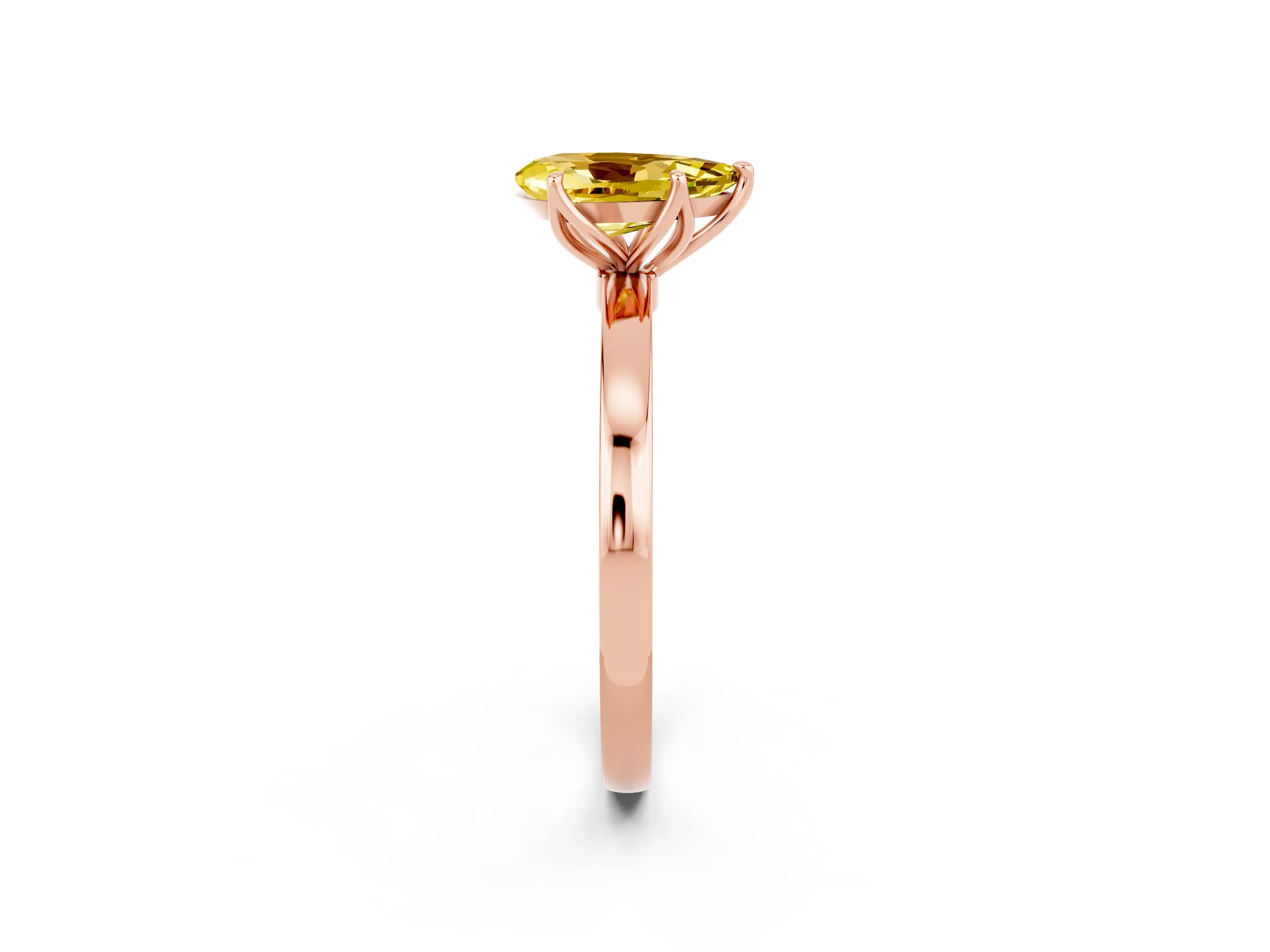 Rose gold Pear Cut Solitaire Diamond Ring with Thin Band and Four-Prong Setting_2