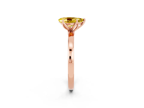 Rose gold Pear Cut Solitaire Diamond Ring with Thin Band and Four-Prong Setting_2