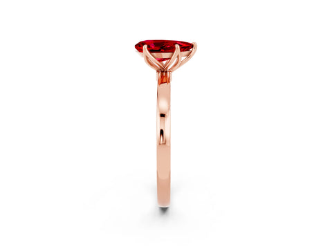 Rose gold Pear Cut Solitaire Diamond Ring with Thin Band and Four-Prong Setting_2