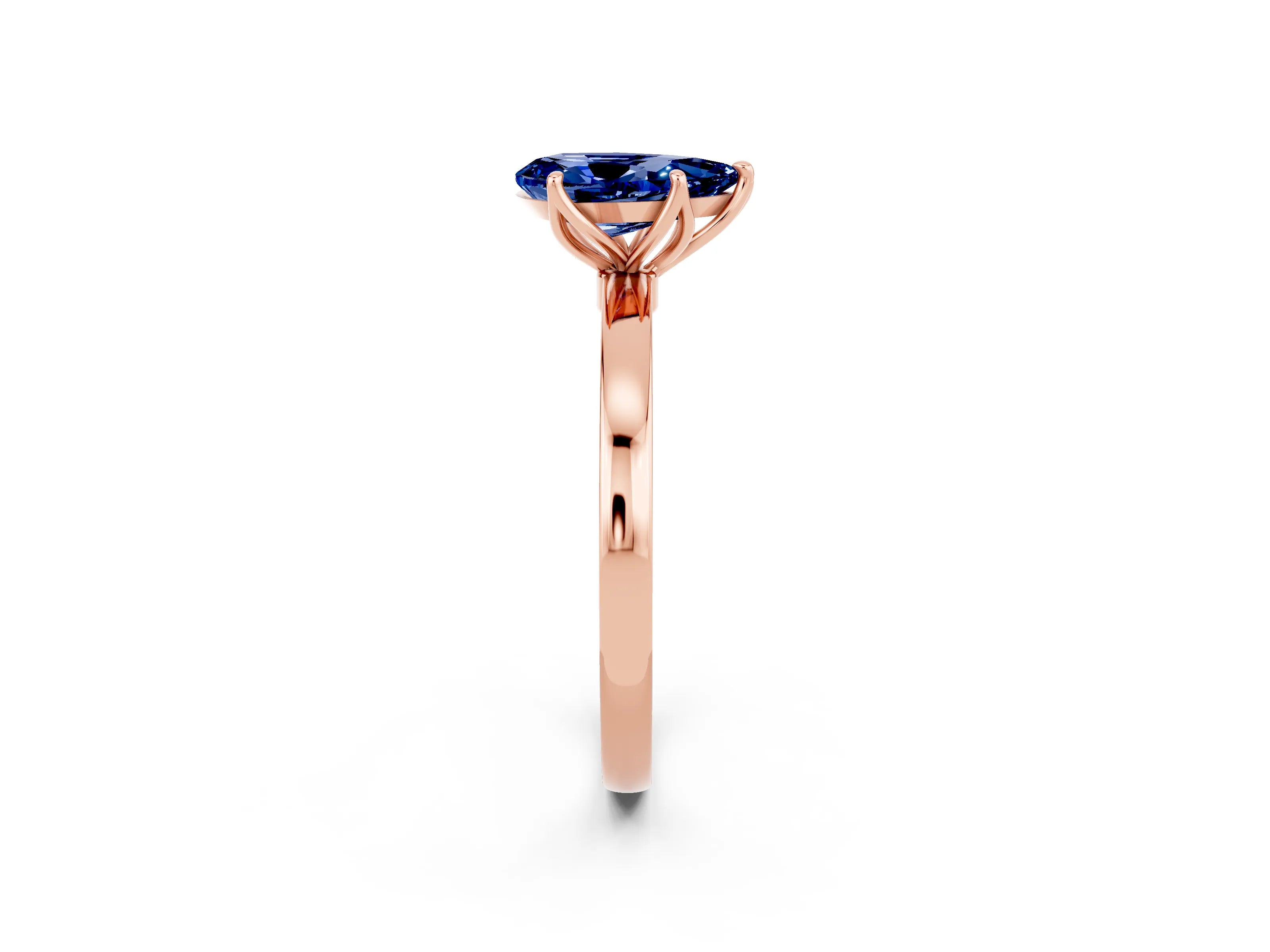 Rose gold Pear Cut Solitaire Diamond Ring with Thin Band and Four-Prong Setting_2