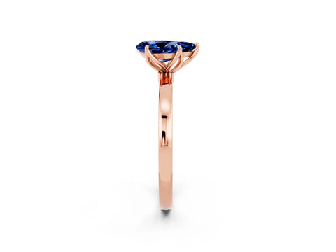 Rose gold Pear Cut Solitaire Diamond Ring with Thin Band and Four-Prong Setting_2