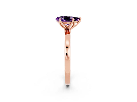 Rose gold Pear Cut Solitaire Diamond Ring with Thin Band and Four-Prong Setting_2