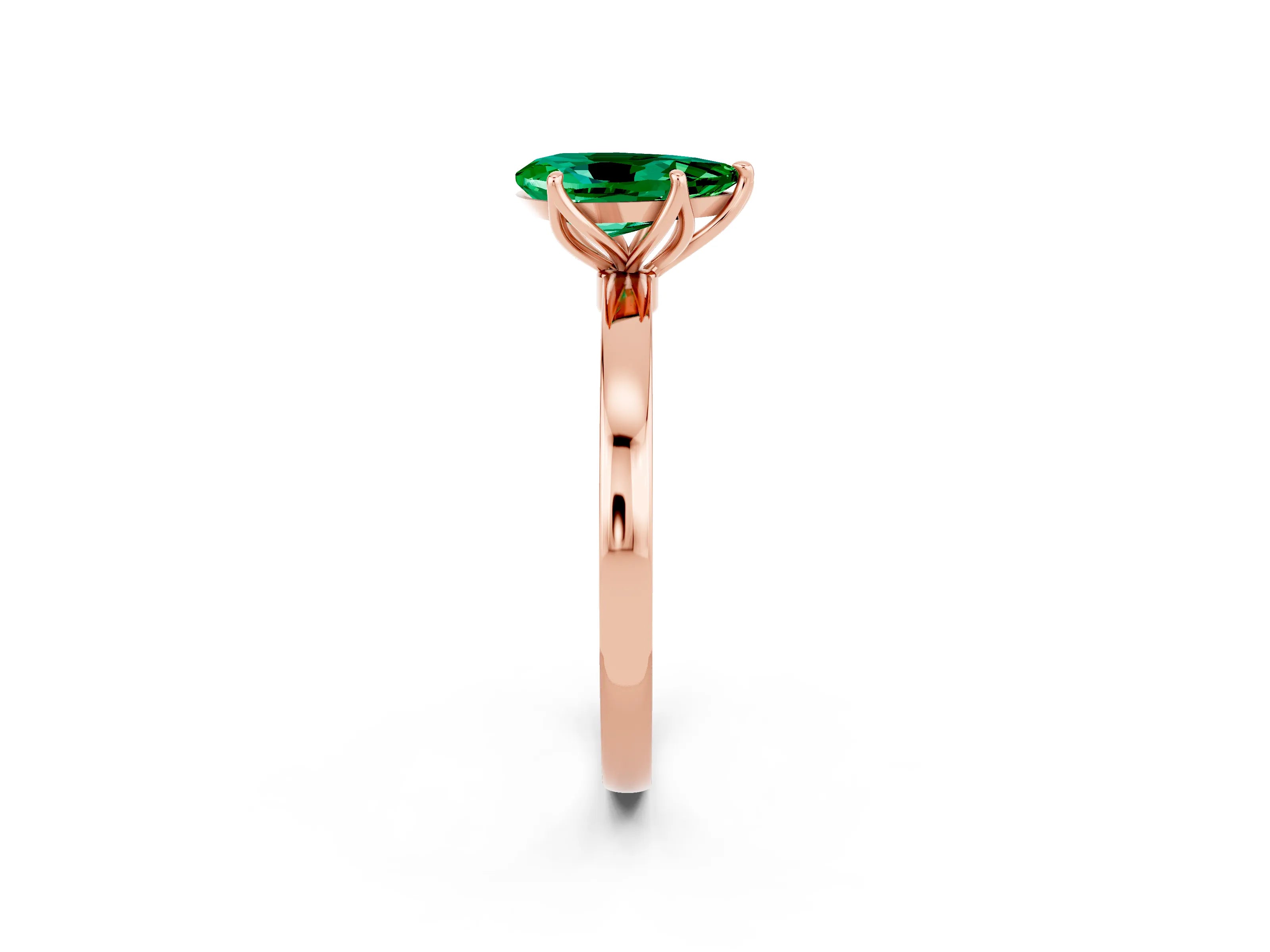 Rose gold Pear Cut Solitaire Diamond Ring with Thin Band and Four-Prong Setting_2