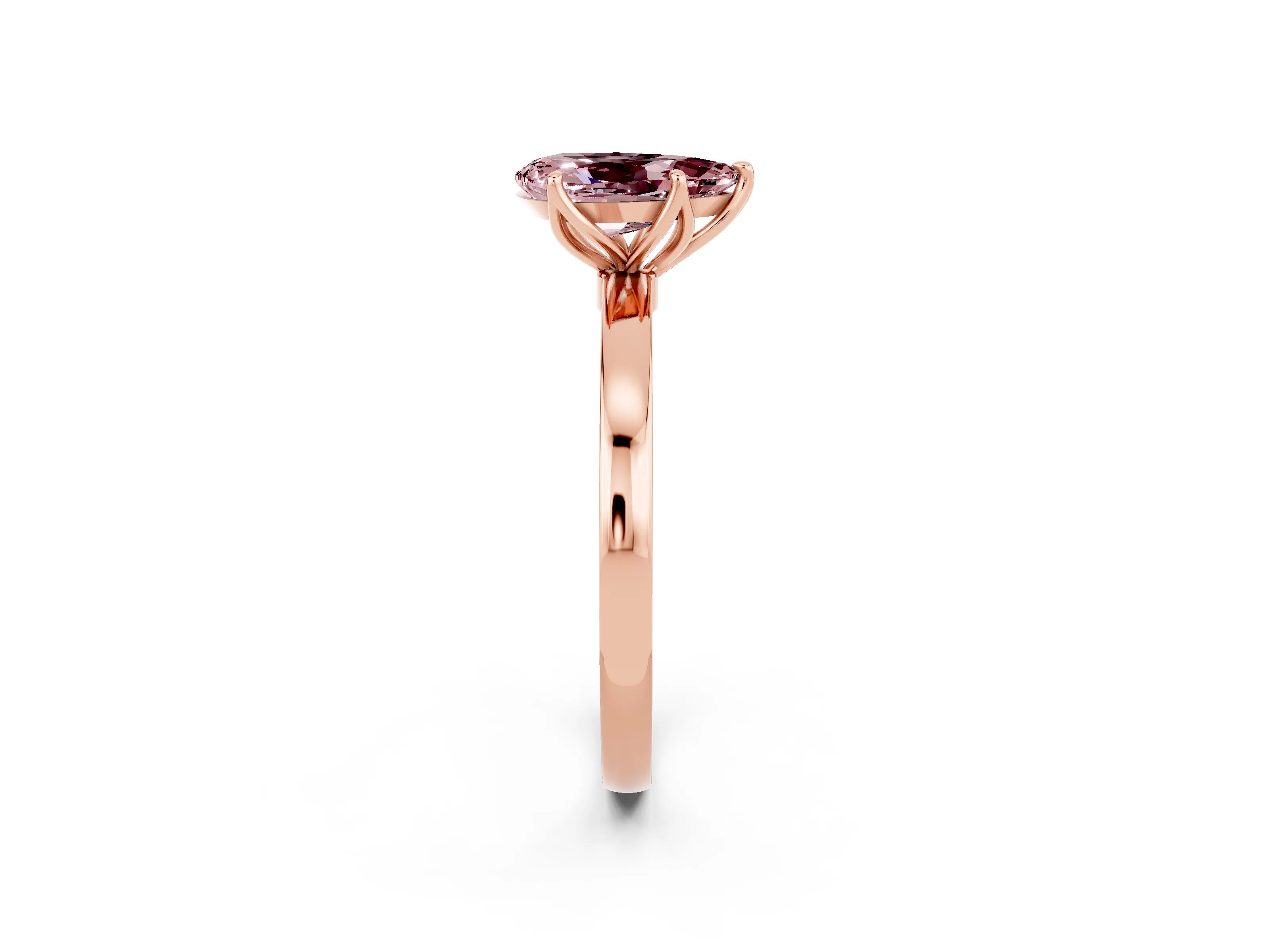 Rose gold Pear Cut Solitaire Diamond Ring with Thin Band and Four-Prong Setting_2