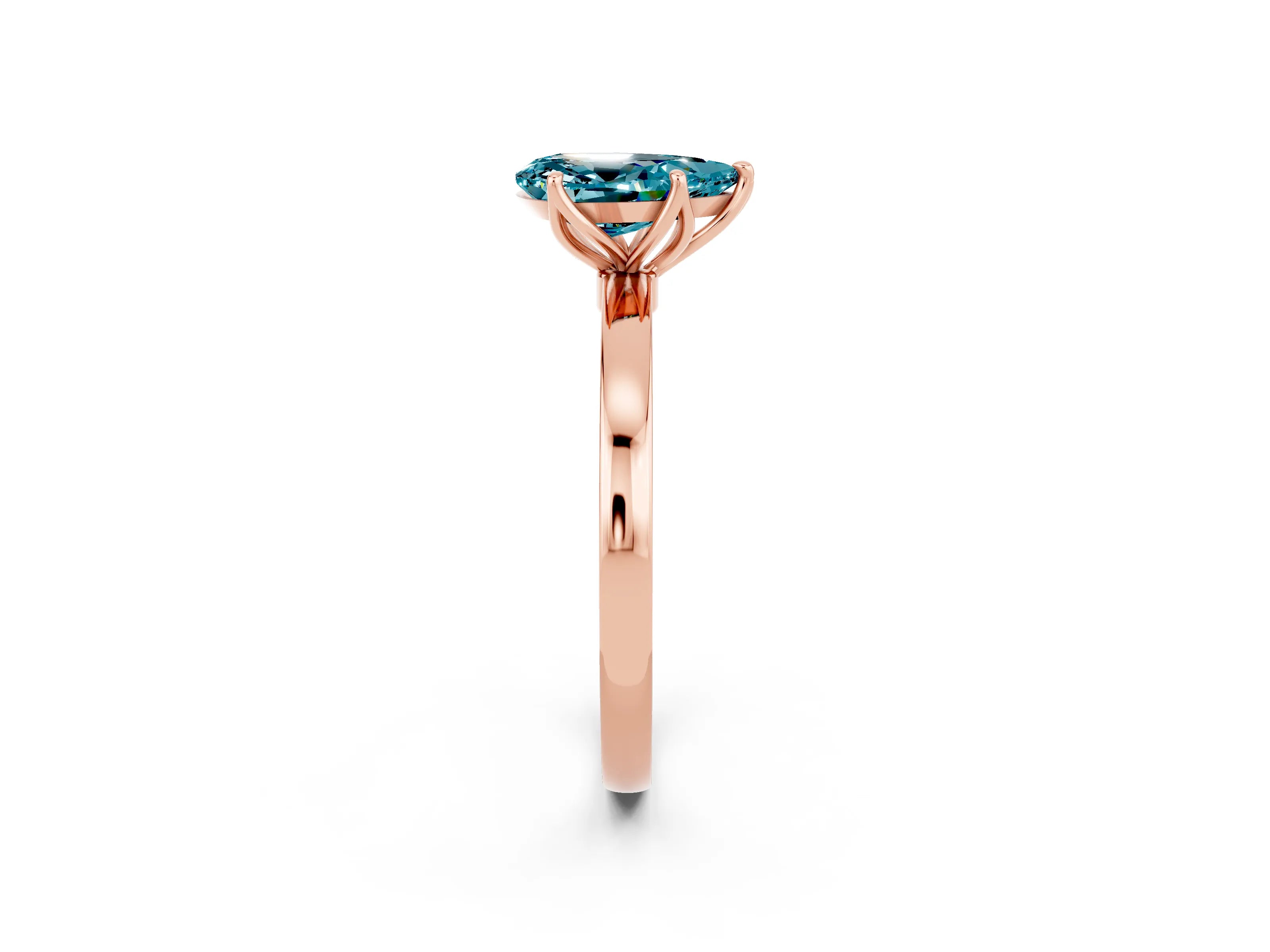 Rose gold Pear Cut Solitaire Diamond Ring with Thin Band and Four-Prong Setting_2