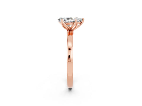 Rose gold Pear Cut Solitaire Diamond Ring with Thin Band and Four-Prong Setting_2